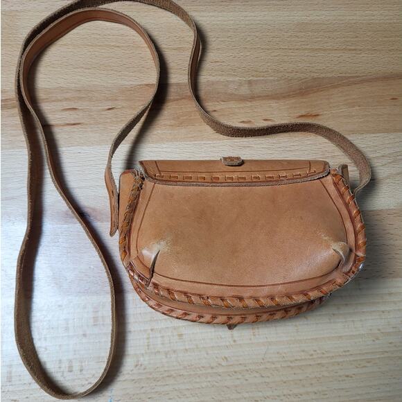 Hand Crafted Natural Leather Mini Crossbody Purse - Picture 7 of 9